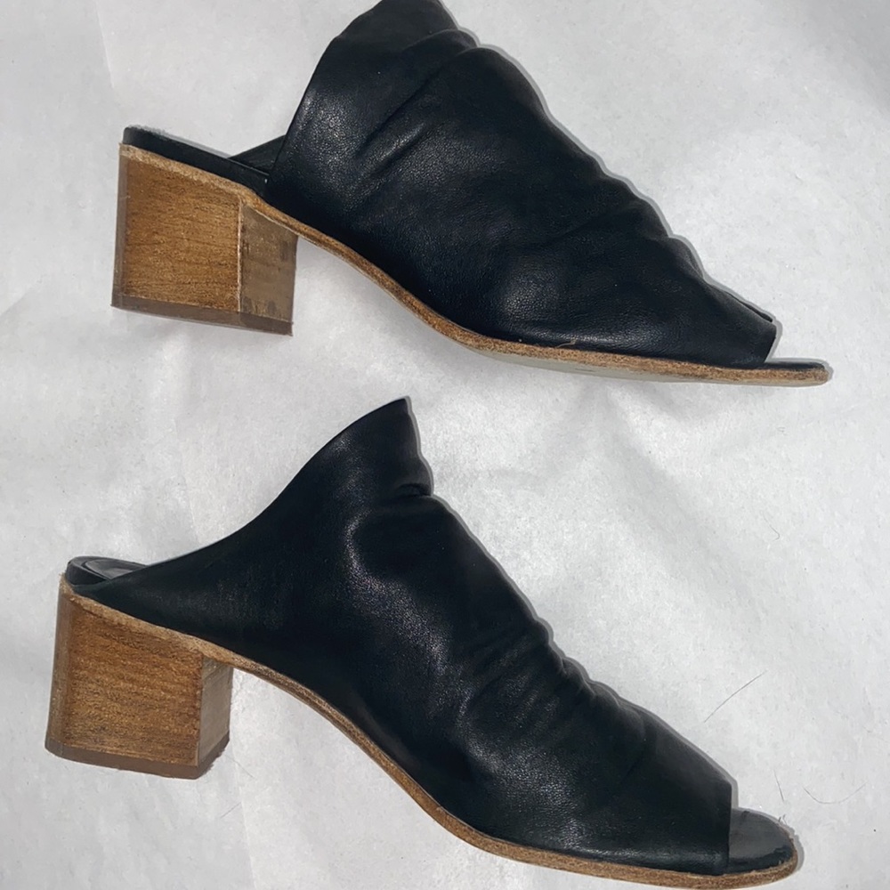 Mimosa mules! Peep toe, leather and chunky heel, made in Italy size 40 - Picture 4 of 10